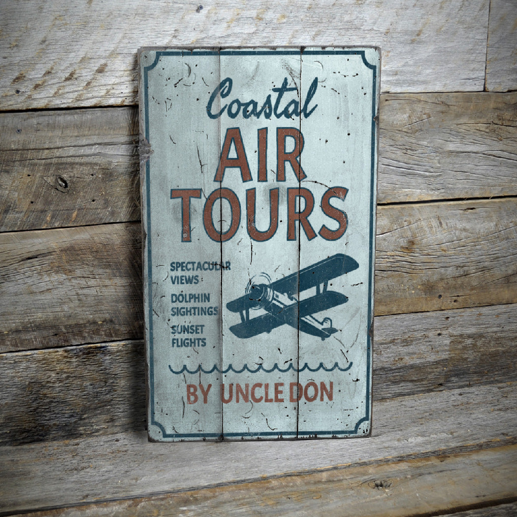 Coastal Air Tours Aviation Rustic Wood Sign