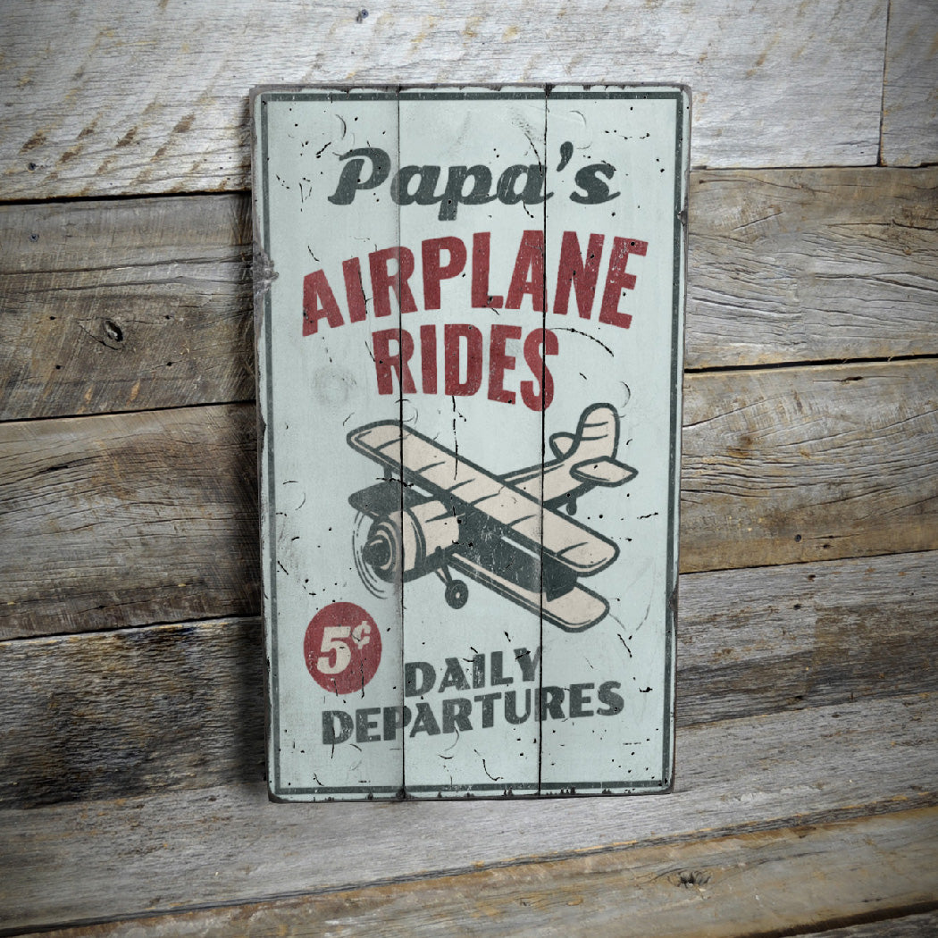 Airplane Ride Rustic Wood Sign