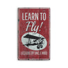 Learn to Fly Plane Lessons Rustic Wood Sign