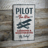 Pilot for Hire Aviation Rustic Wood Sign