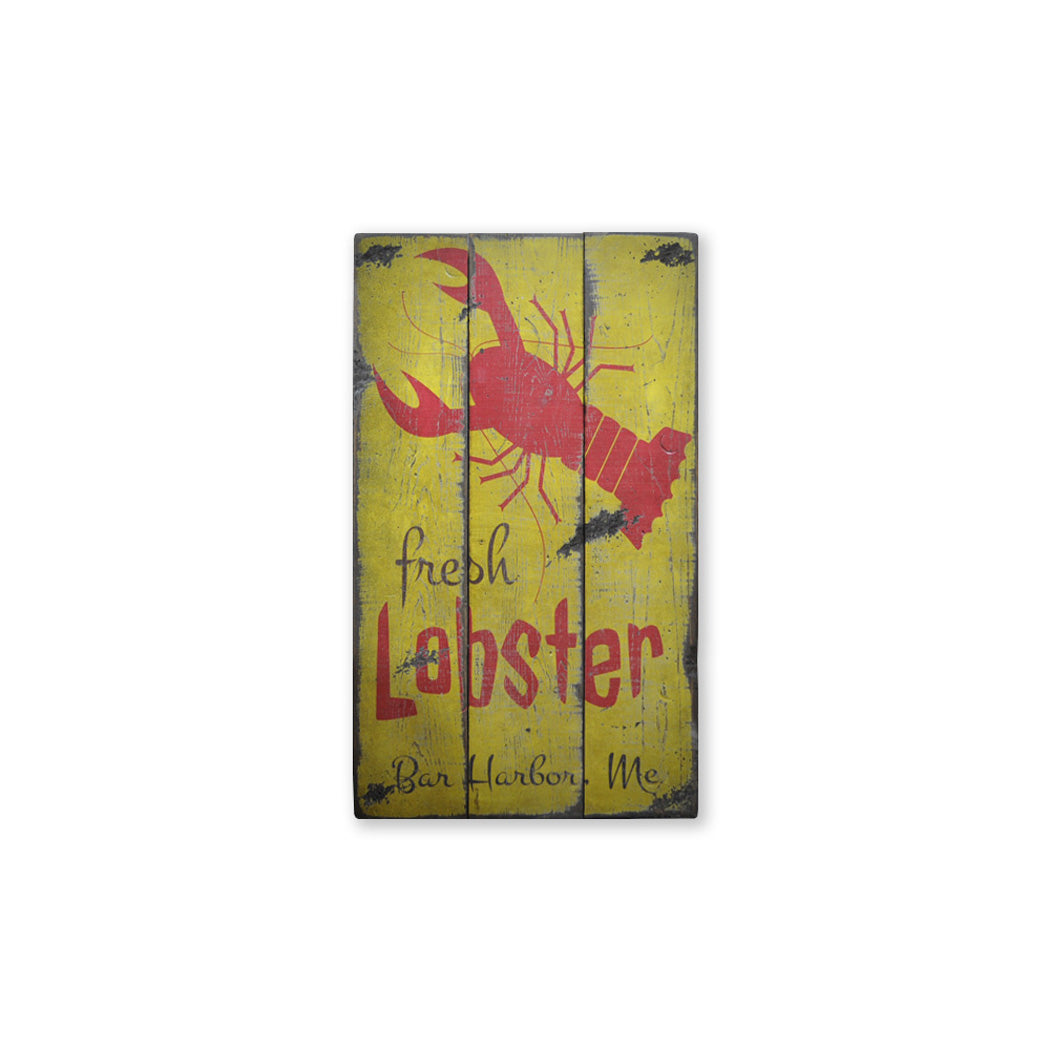 Fresh Lobster City State Rustic Wood Sign