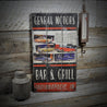 General Motors Bar & Grill Rustic Wood Sign