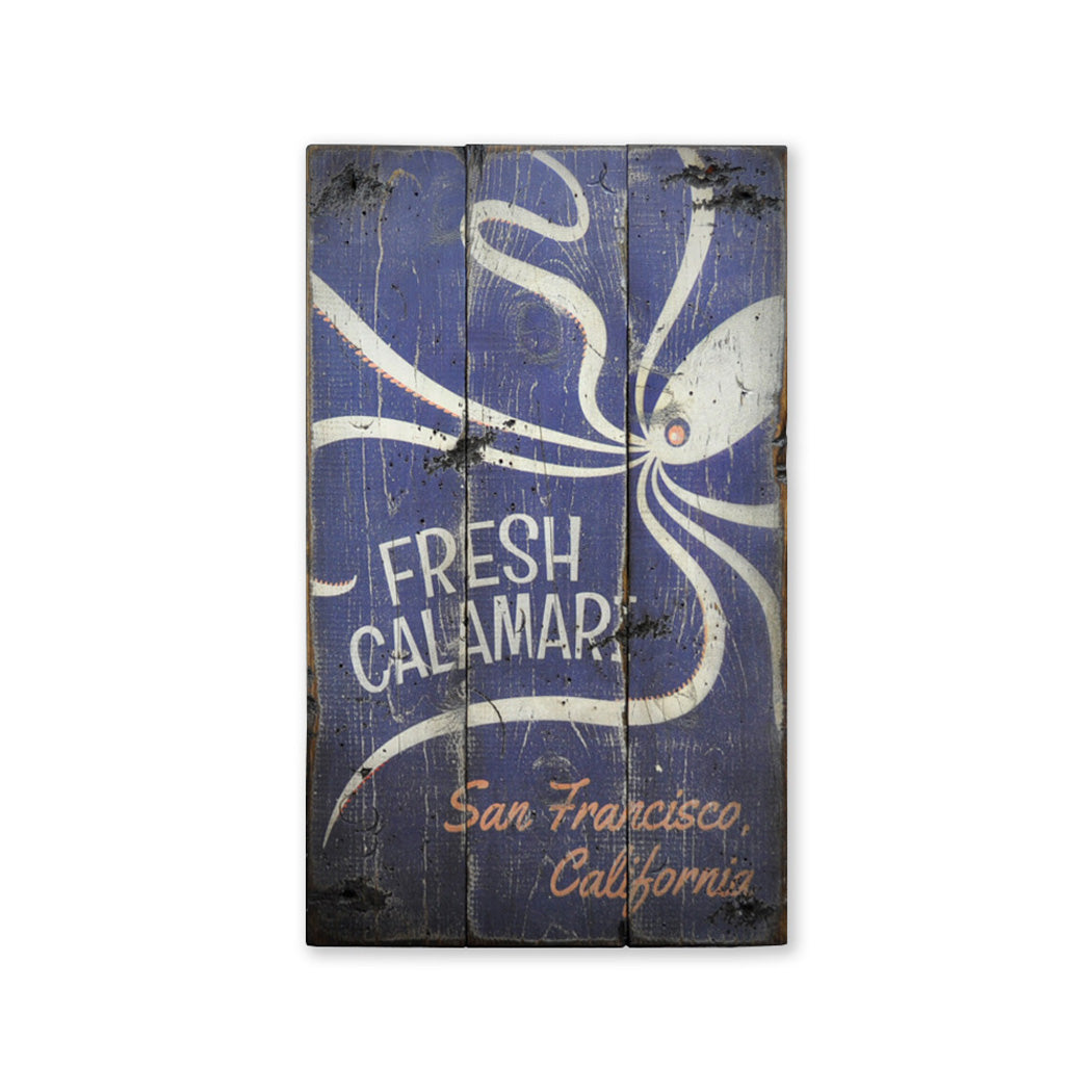 Fresh Calamari City and State Rustic Wood Sign