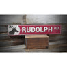 Rudolph Road Reindeer Holiday Rustic Wood Sign