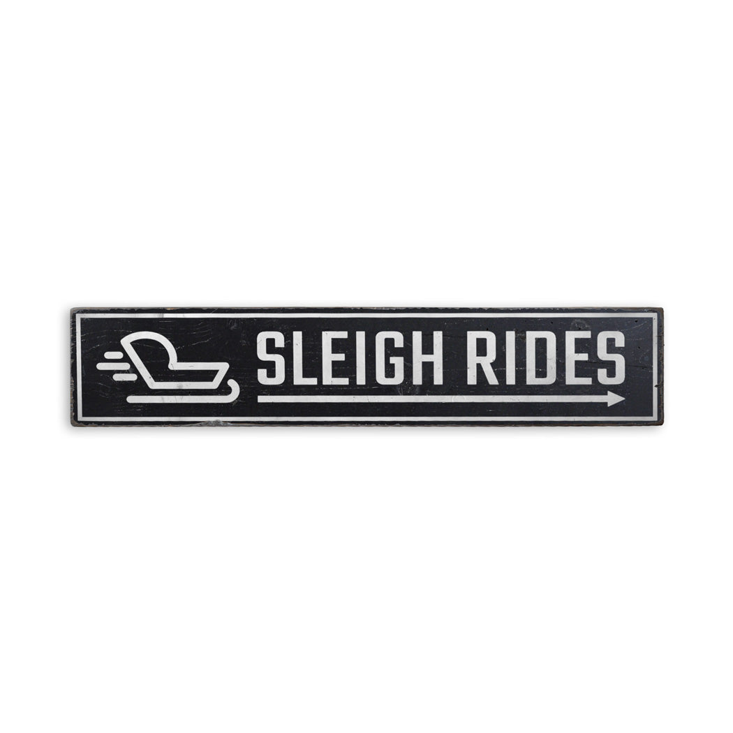 Sleigh Rides This Way Season Rustic Wood Sign