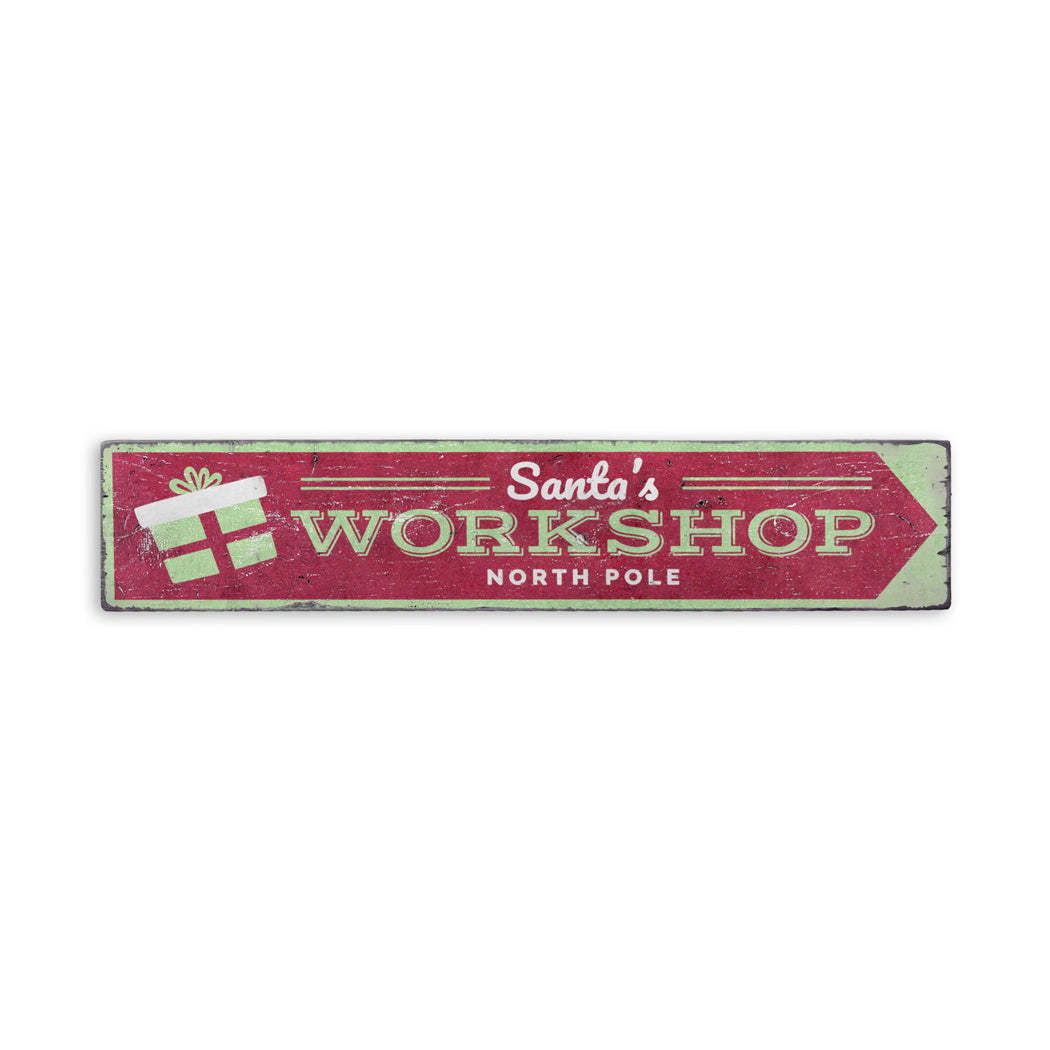 Santa's Workshop North Pole Rustic Wood Sign