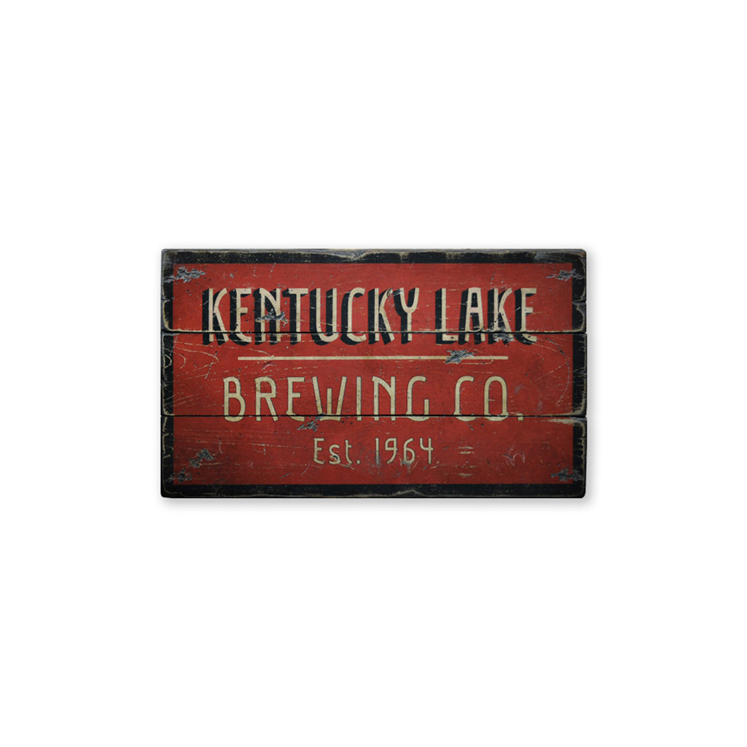 Brewing Company Est. Date Rustic Wood Sign