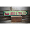 Sleigh Parking Christmas Rustic Wood Sign