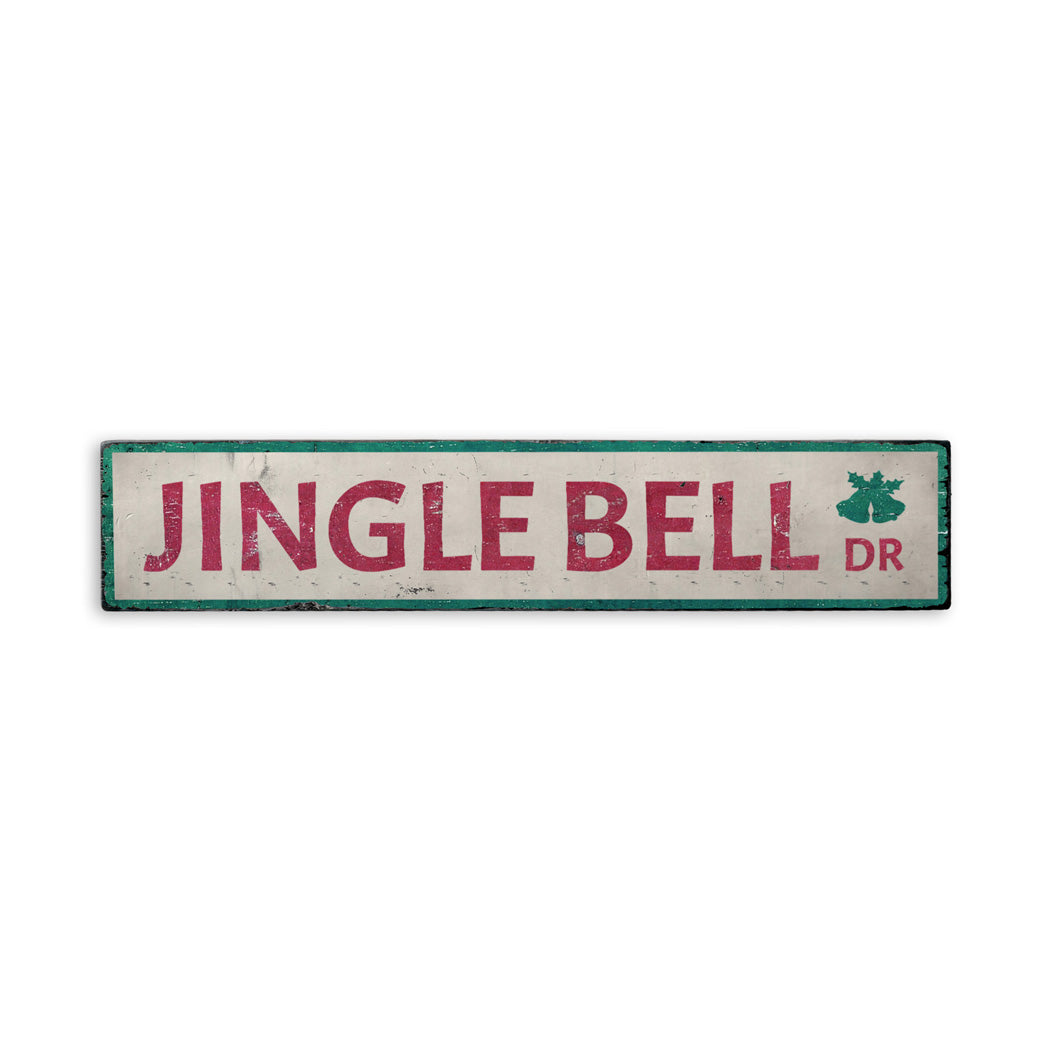 Jingle Bell Drive Holiday Rustic Wood Sign