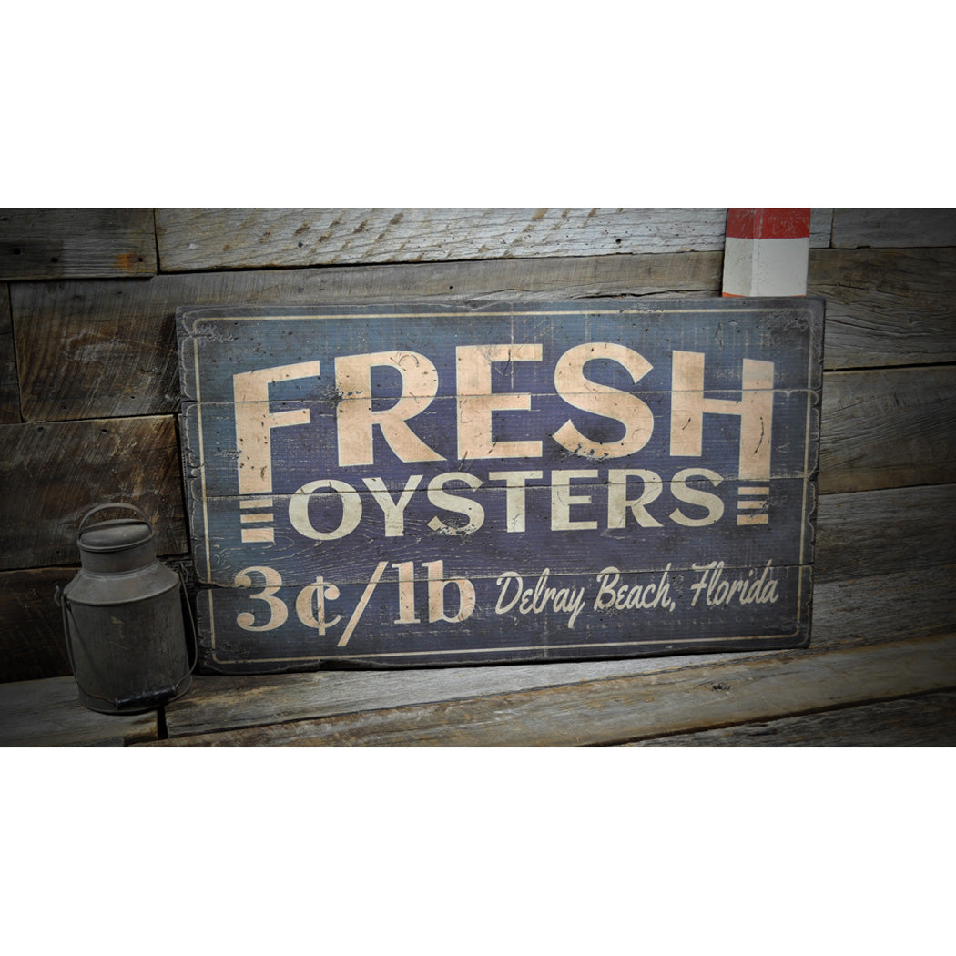 Oysters Rustic Wood Sign