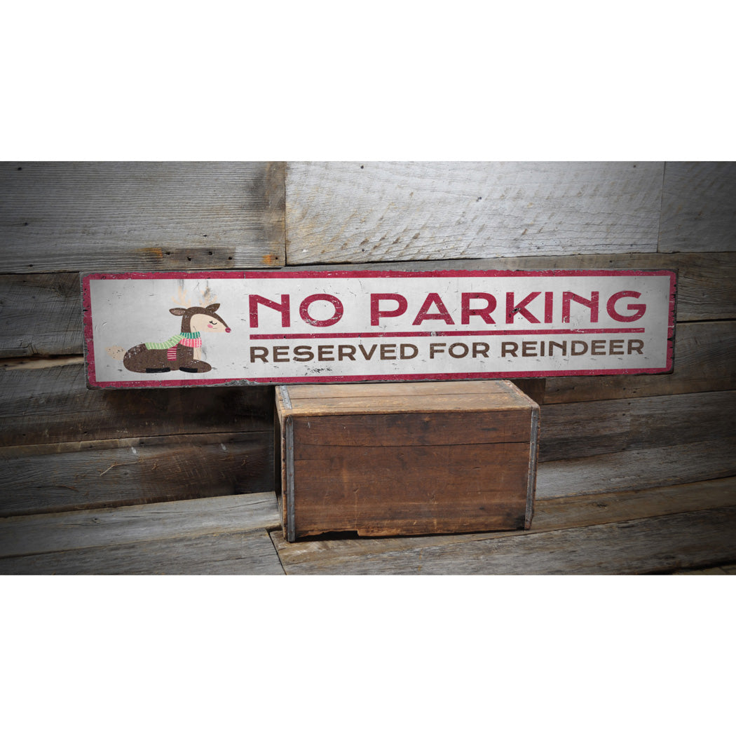 Reserved Parking for Reindeer Holiday Rustic Wood Sign