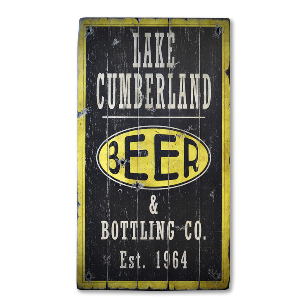 Lake House Beer Bottling Rustic Wood Sign