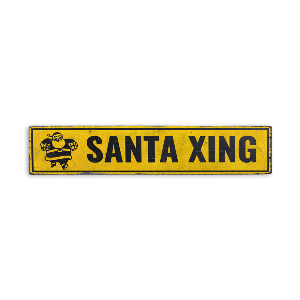 Santa Xing Holiday Rustic Wood Sign