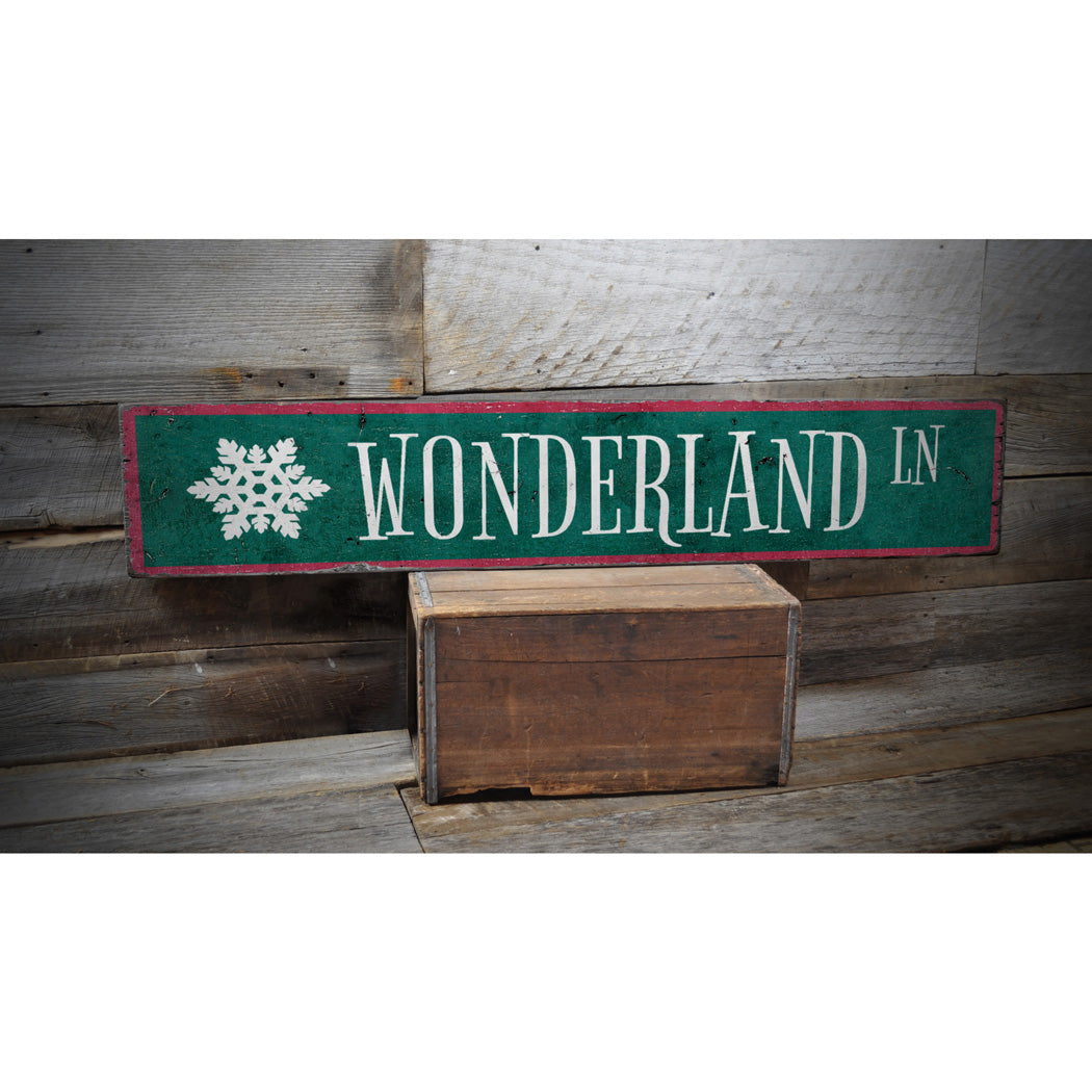 Snowflake Wonderland Lane Christmas Wood Sign