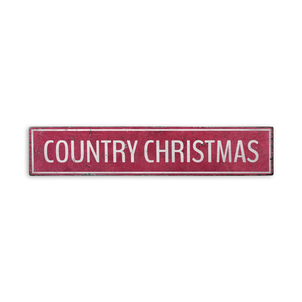 Red Country Christmas Rustic Wood Sign