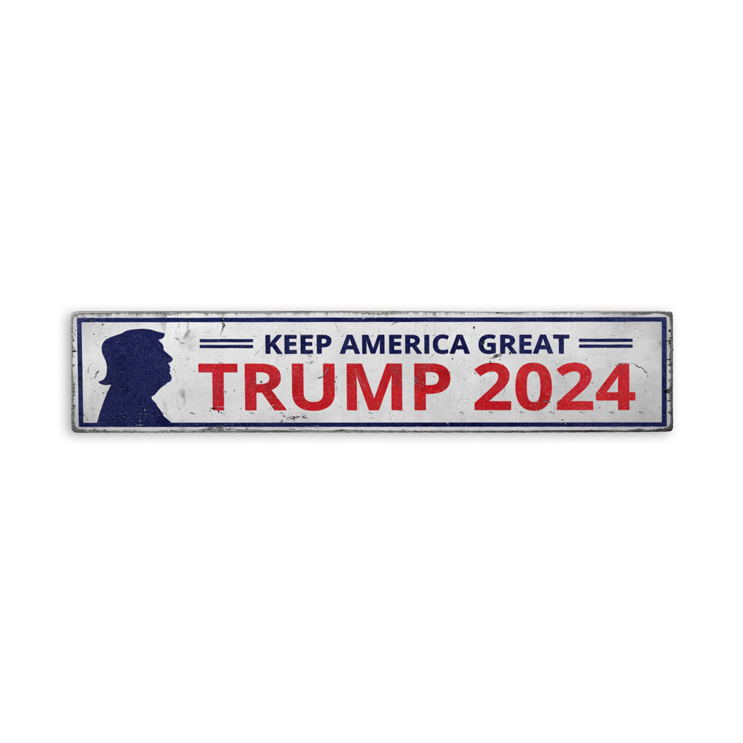 Trump 2024 Head Rustic Wood Sign