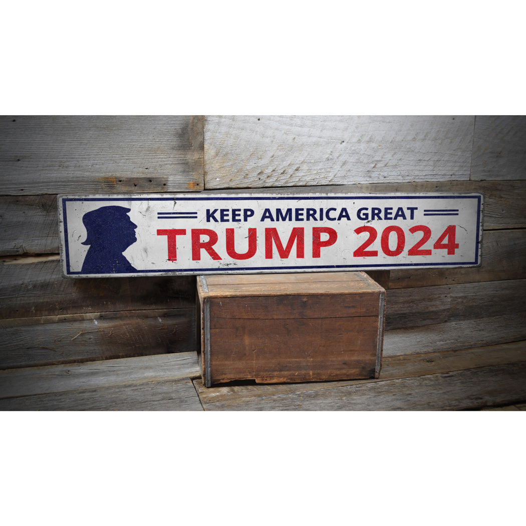 Trump 2024 Head Rustic Wood Sign