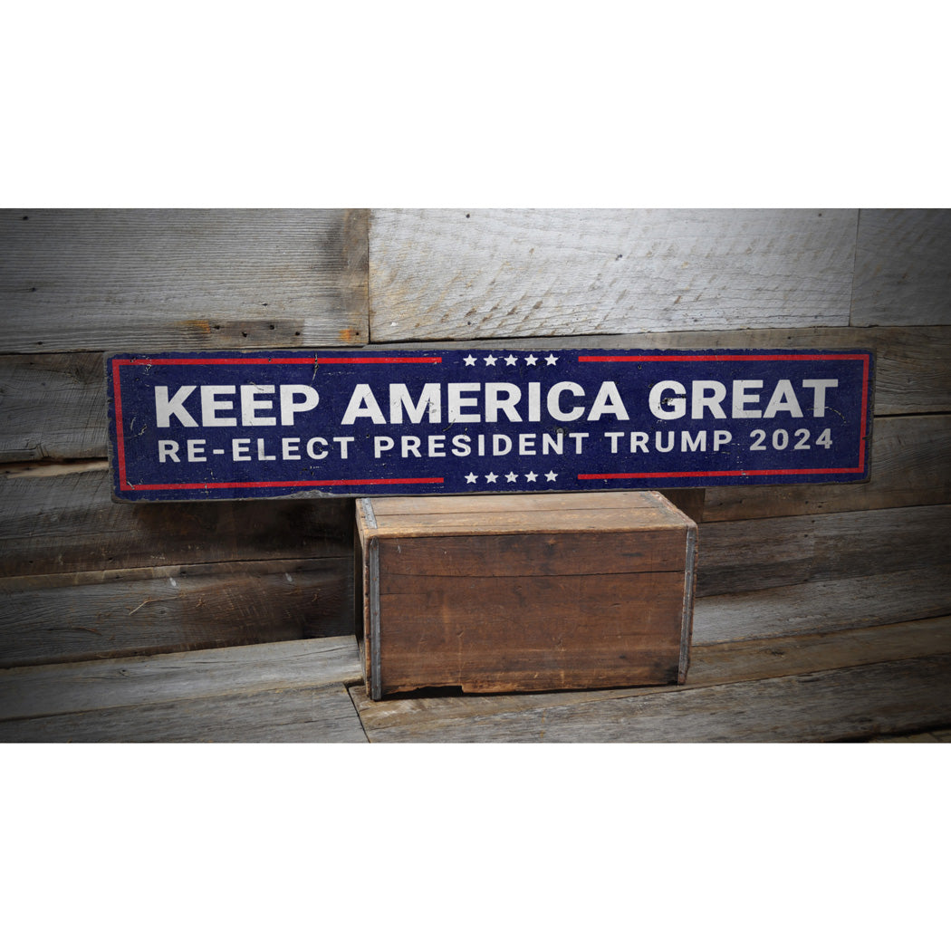 Re-Elect Trump 2024 Rustic Wood Sign