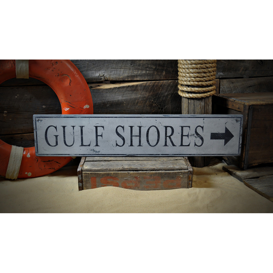 Gulf Shores Arrow Rustic Wood Sign