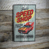 Speed Shop Customs and Repairs Rustic Wood Sign