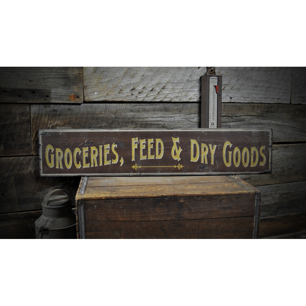 Groceries Rustic Wood Sign