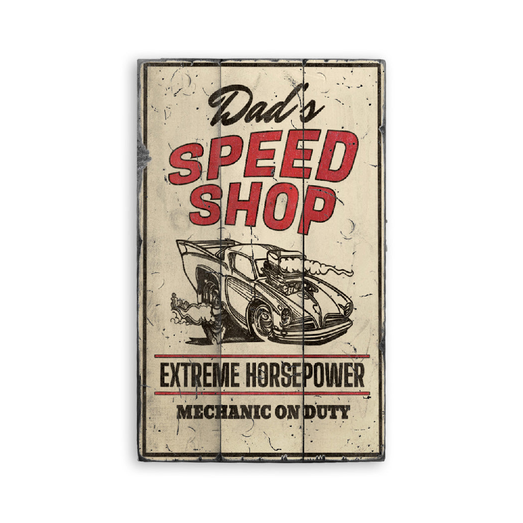 Mechanic on Duty Speed Shop Rustic Wood Sign