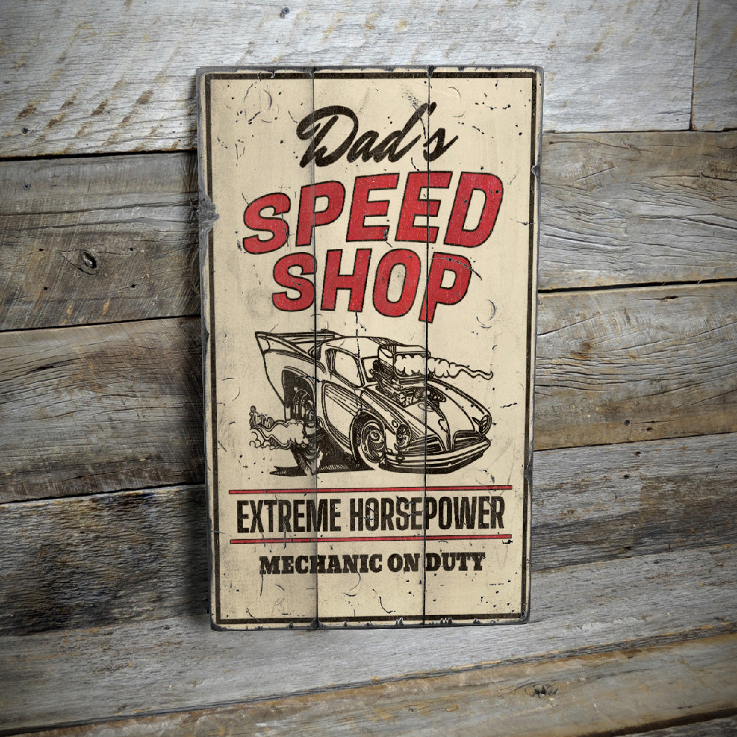 Mechanic on Duty Speed Shop Rustic Wood Sign