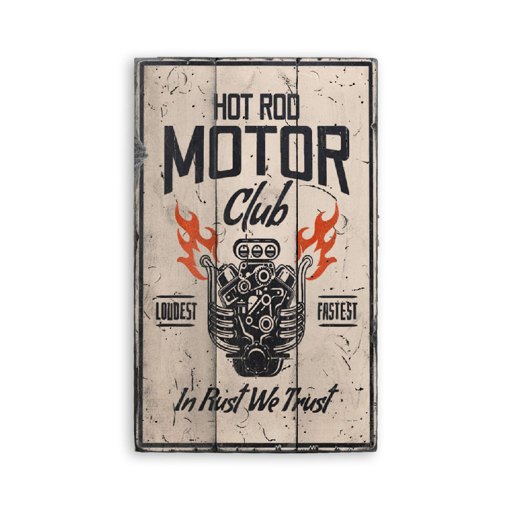 Hot Rod Motor Club Garage Wood Sign