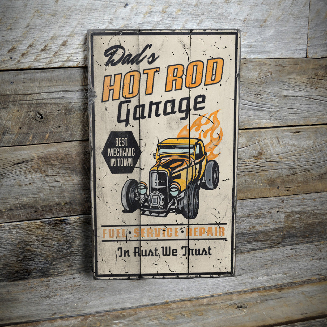 Hot Rod Garage Best Mechanic in Town Wood Sign