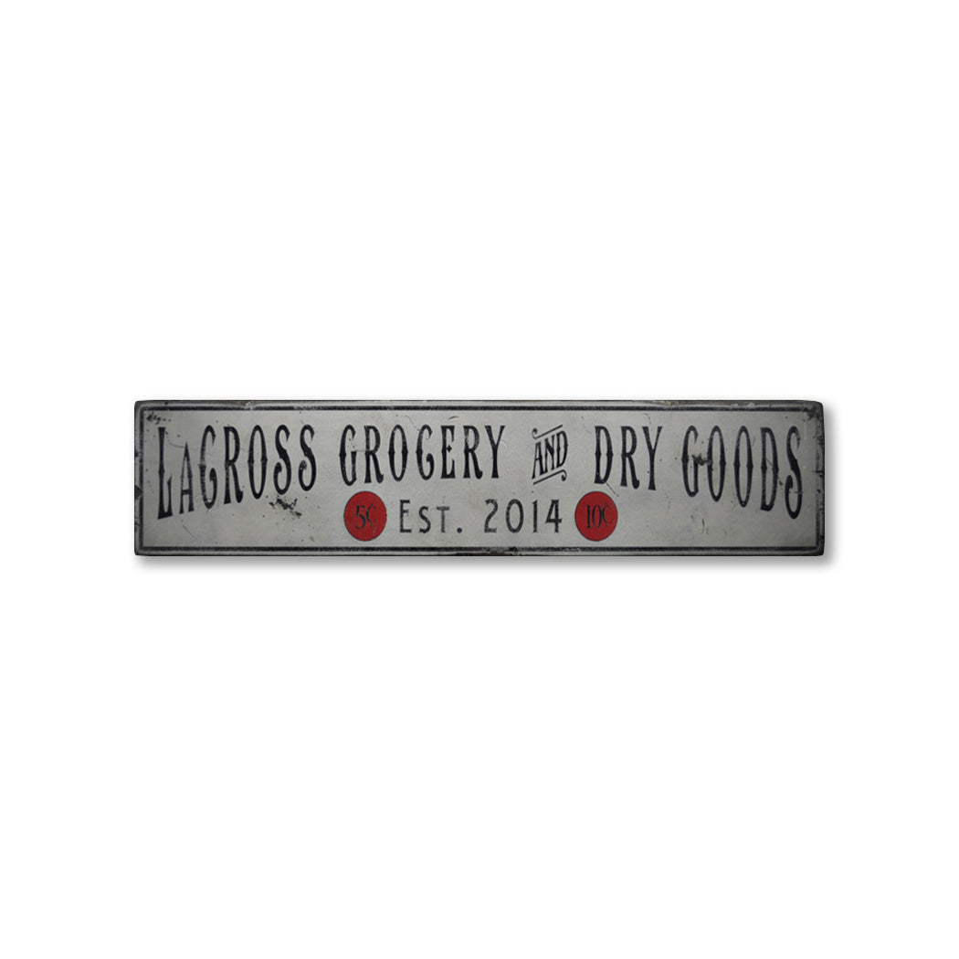 Groceries & Dry Goods Rustic Wood Sign