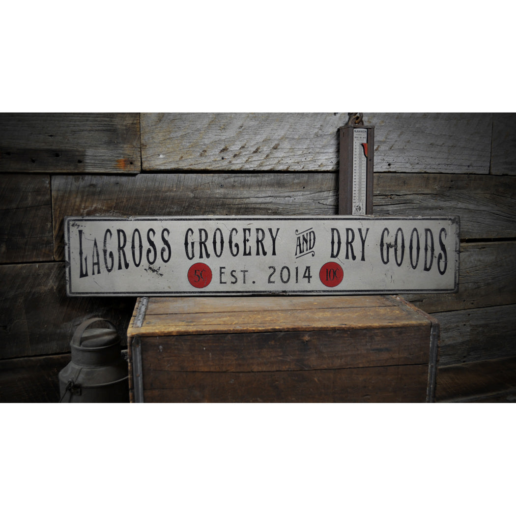 Groceries & Dry Goods Rustic Wood Sign