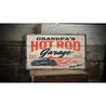 Hot Rod Garage Always Open Parts and Service Rustic Wood Sign