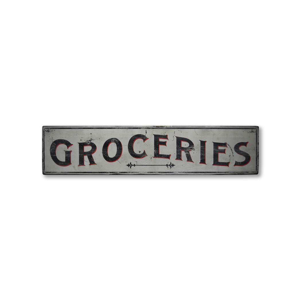 Groceries Rustic Wood Sign