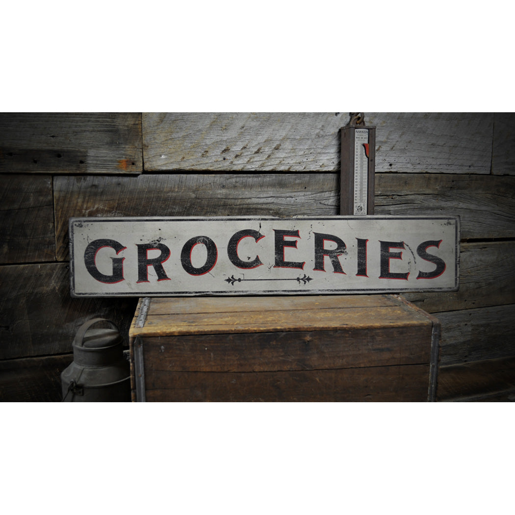 Groceries Rustic Wood Sign