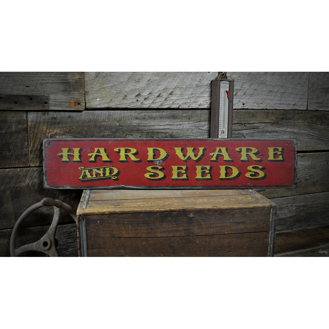 Hardware & Seeds Rustic Wood Sign