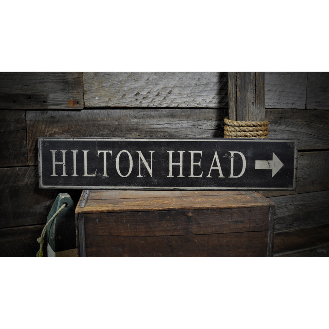 Hilton Head Arrow Rustic Wood Sign