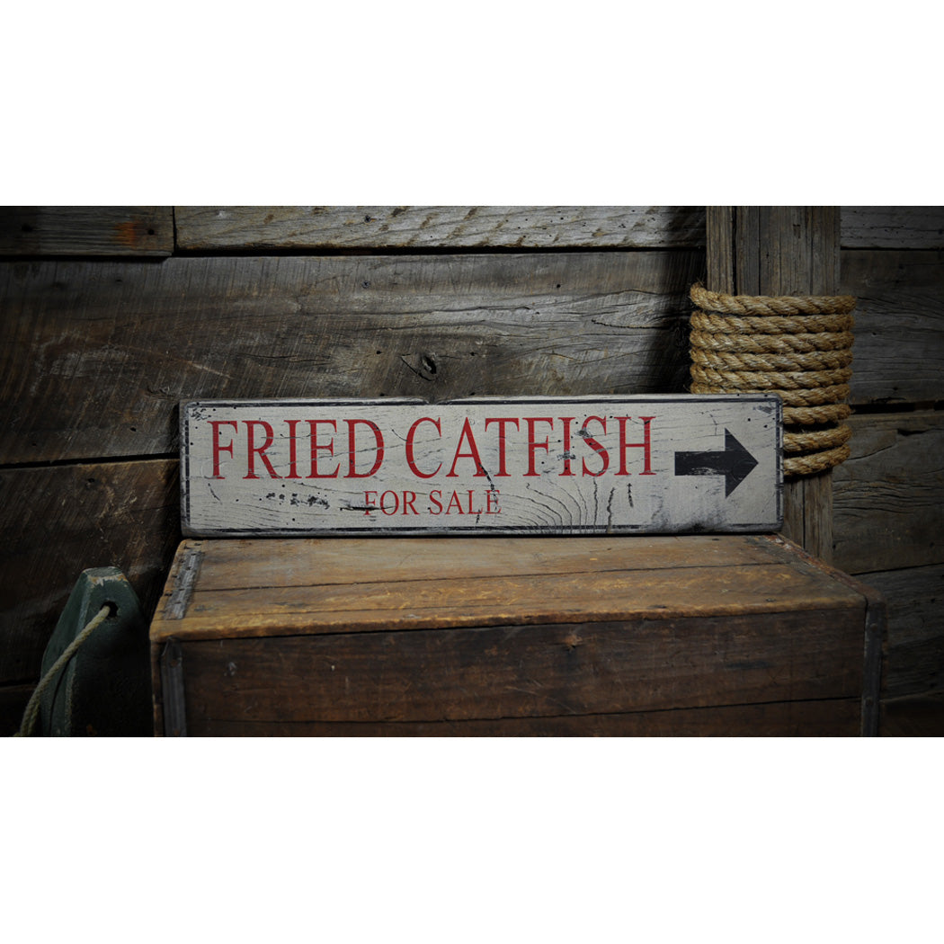 Fried Catfish For Sale Rustic Wood Sign