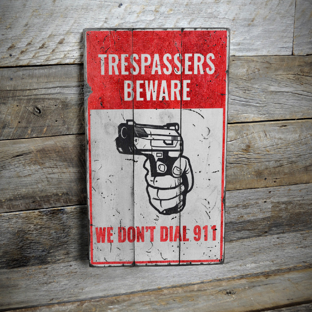 2nd Amendment Trespassers Beware Wood Sign