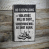 No Trespassing Violators Warning Wood Sign