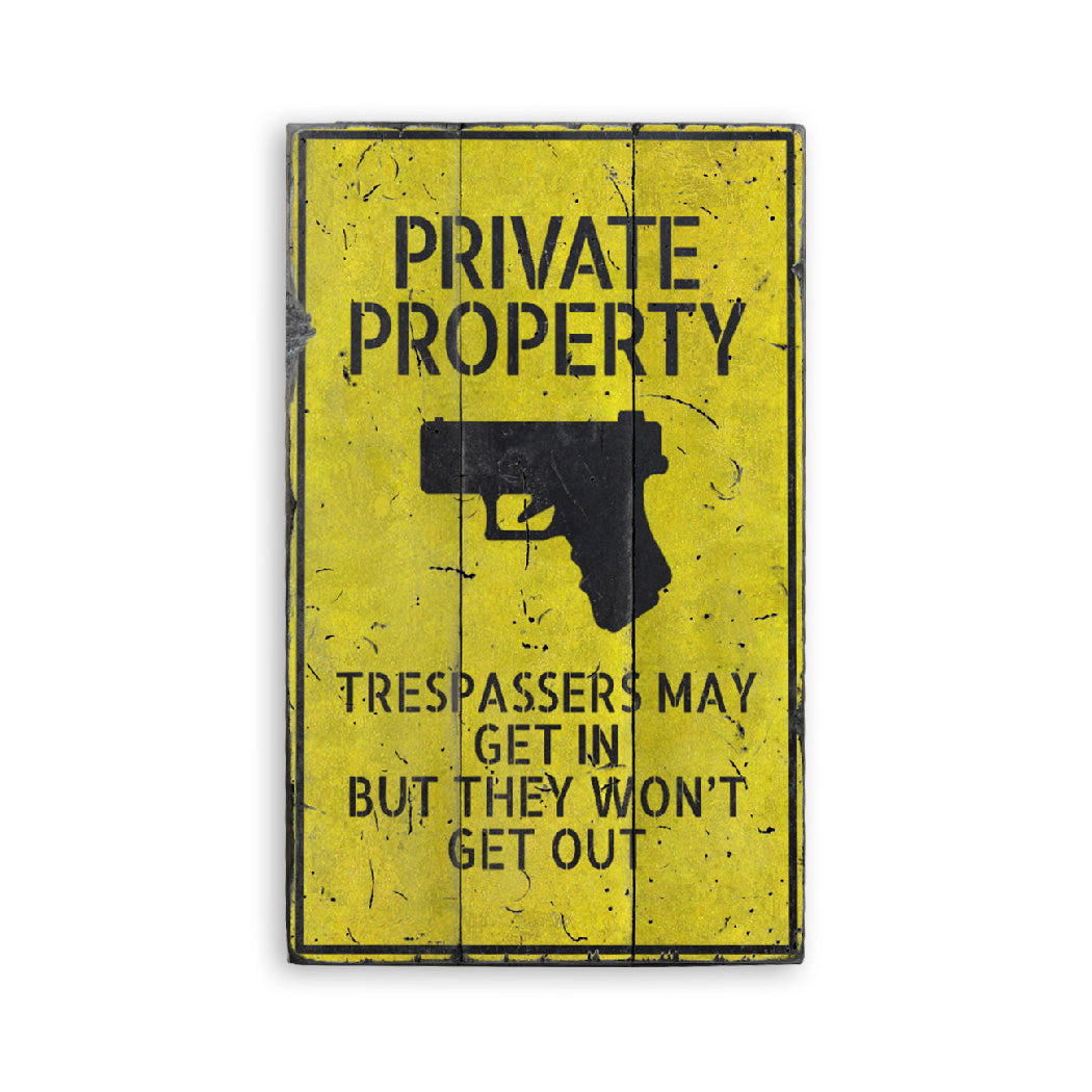 Private Property No Tresspassers Wood Sign