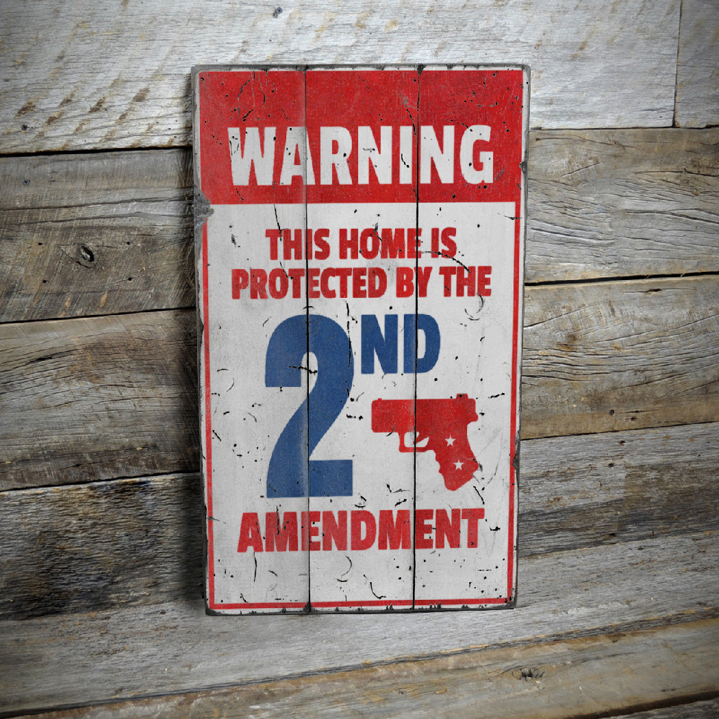 Protected 2nd Amendment Rustic Wood Sign