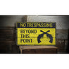 No Trespassing Beyond this Point Rustic Wood Sign