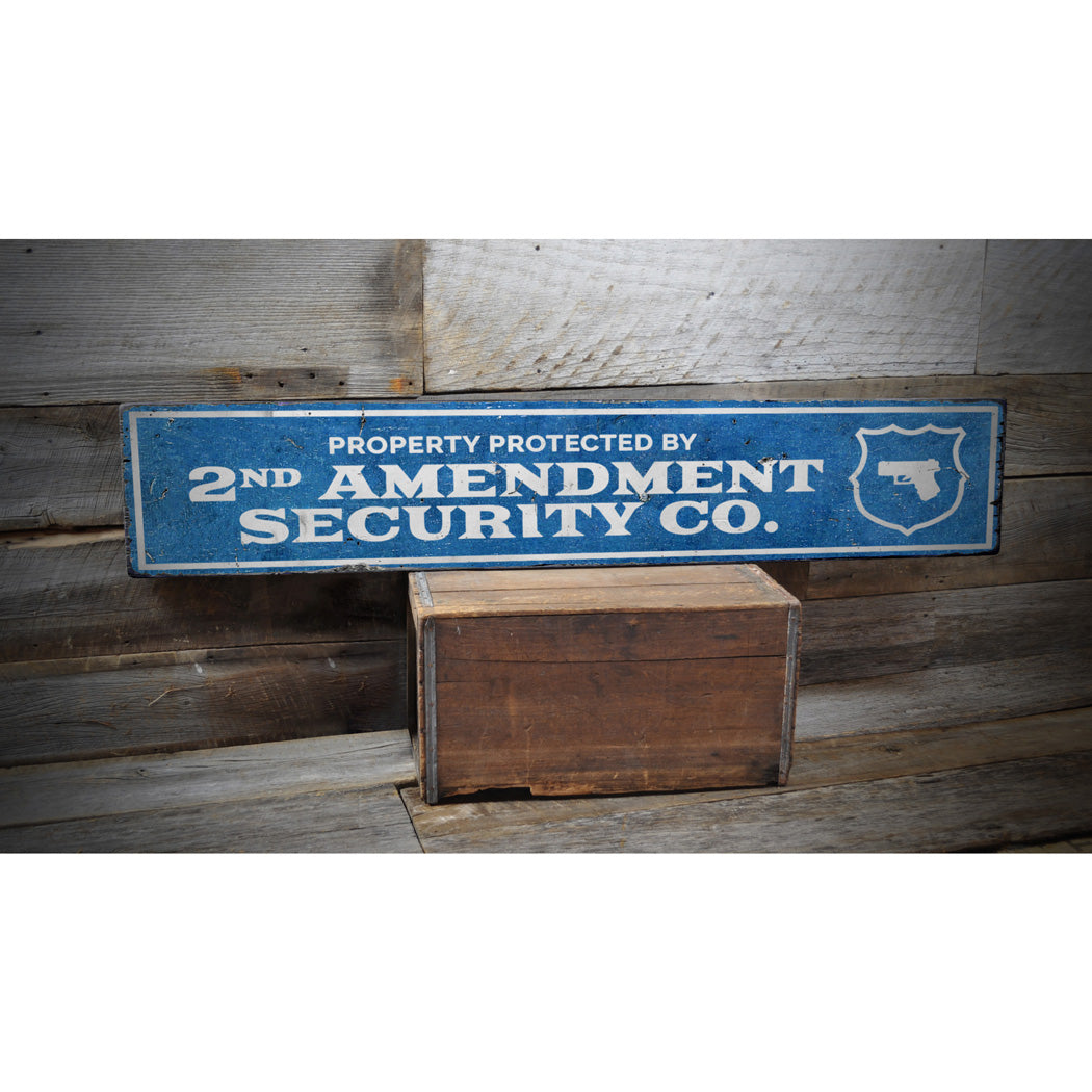 Protected by 2nd Amendment Security Rustic Wood Sign