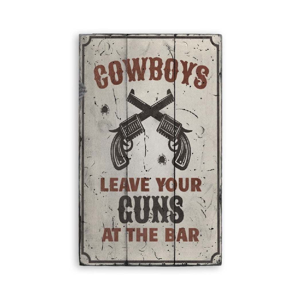 Cowboy Guns Rustic Wood Sign