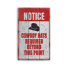 Cowboy Hats Required Rustic Wood Sign