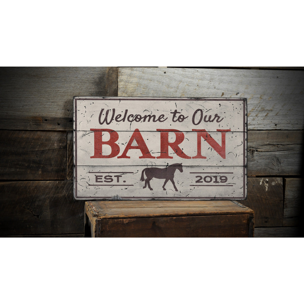 Barn Welcome Rustic Wood Sign