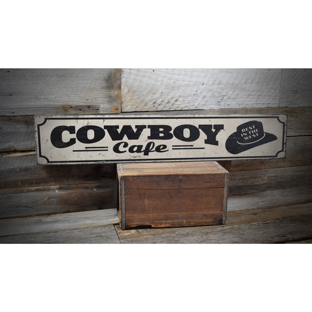 Cowboy Cafe Rustic Wood Sign