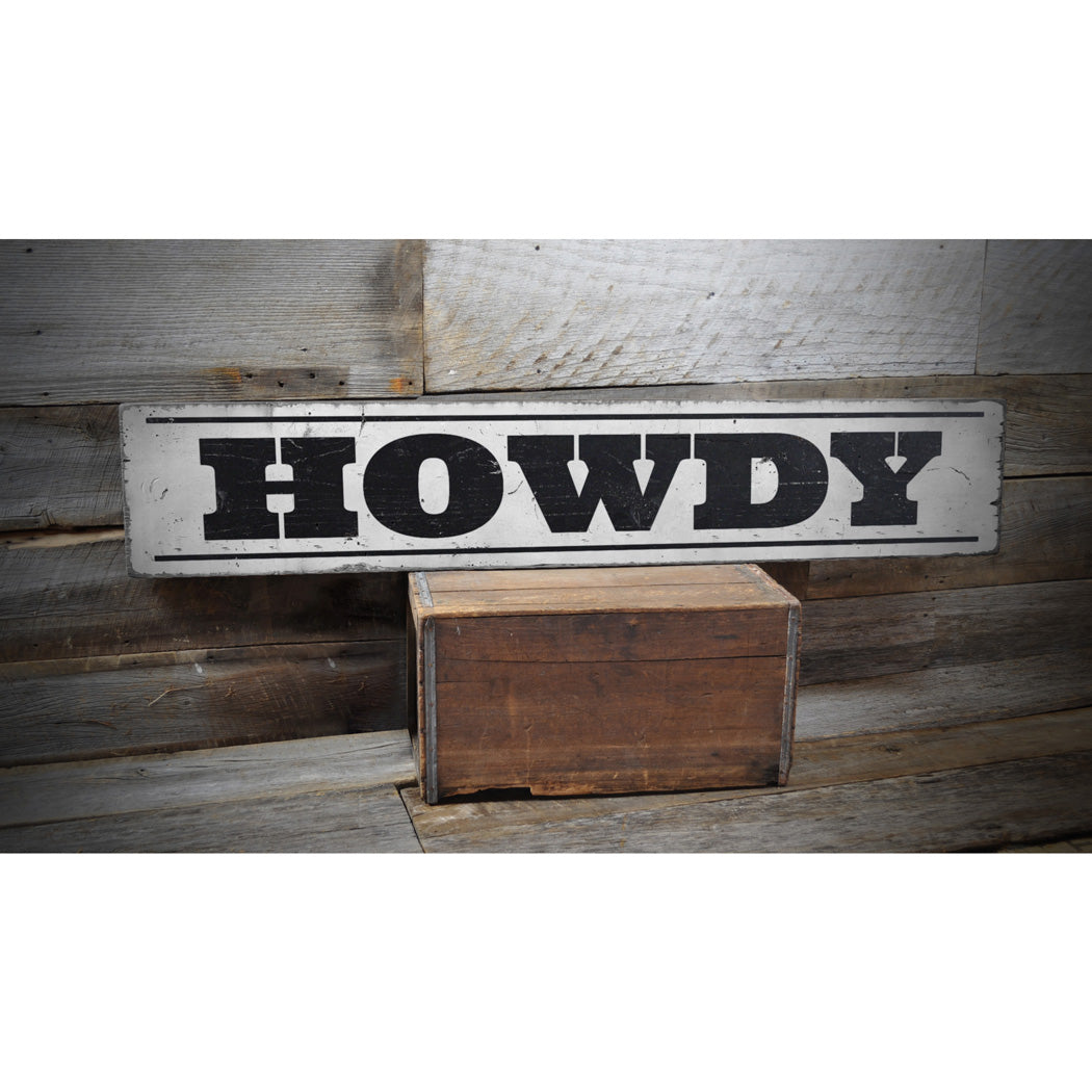 Howdy Rustic Wood Sign