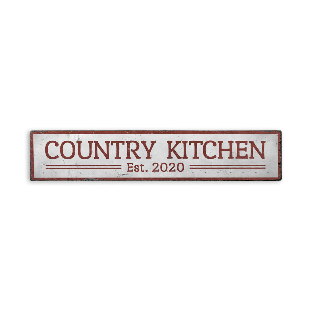 Country Kitchen Year Rustic Wood Sign