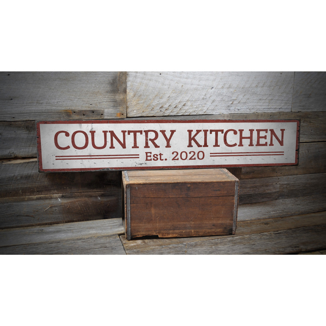 Country Kitchen Year Rustic Wood Sign